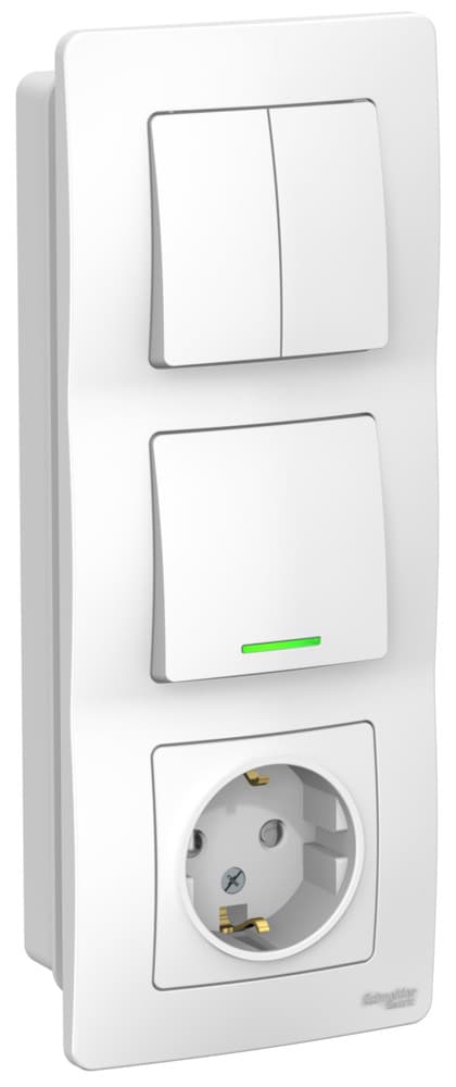 Блок Schneider Electric BLANCA розетка, 1-клав. и 2х-клав. выкл. С/У 10А/16А 250В БЕЛЫЙ