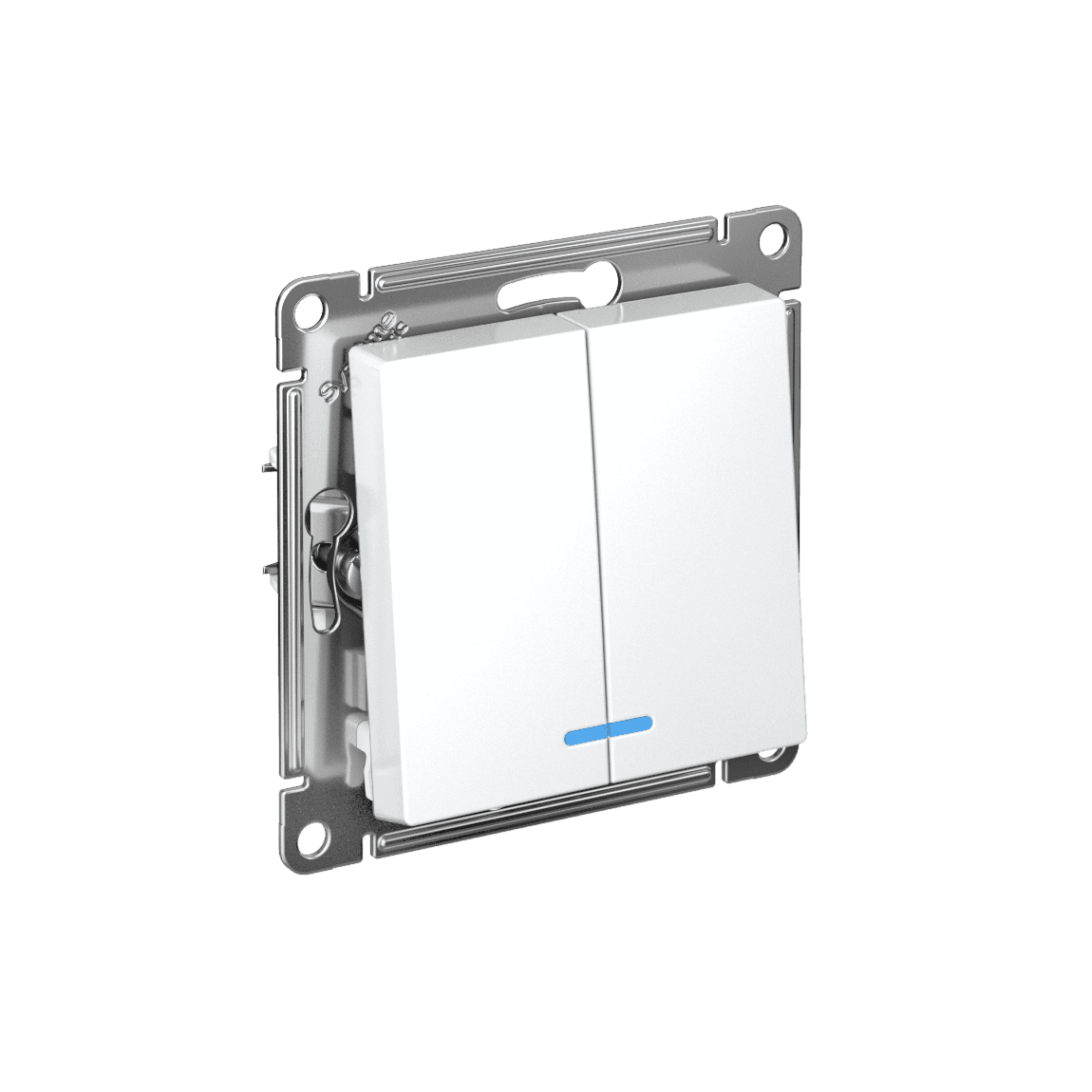 ATLASDESIGN 2-клавишный ВЫКЛЮЧАТЕЛЬ с подсветкой, сх.5а, 10АХ, мех., быстрозажим. клем., БЕЛЫЙ