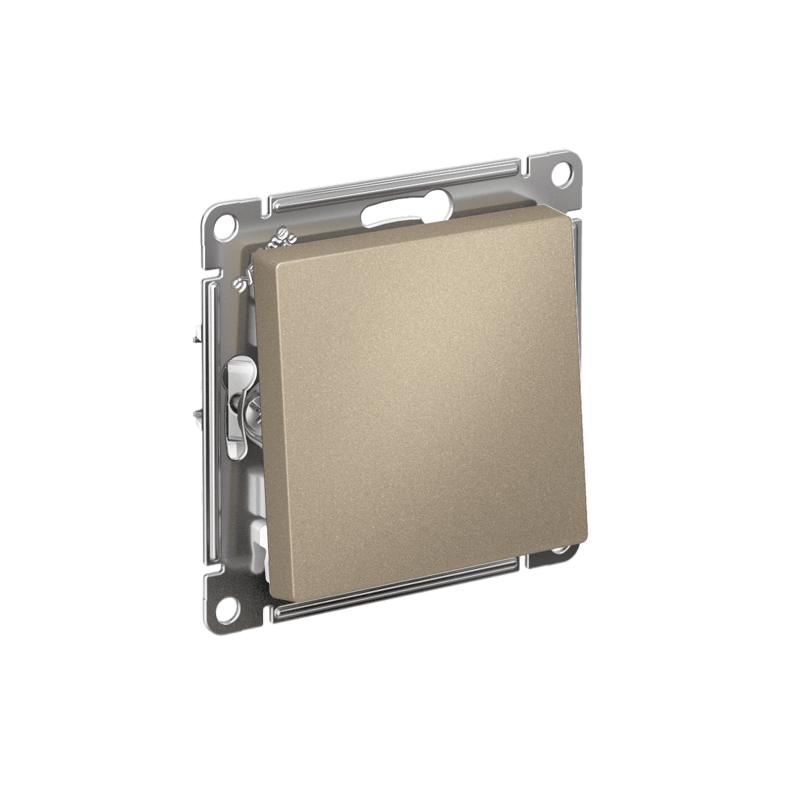 ATLASDESIGN 1-клавишный ВЫКЛЮЧАТЕЛЬ КНОПОЧНЫЙ, сх.1, 10А, мех., быстрозажим. клем., ШАМПАНЬ