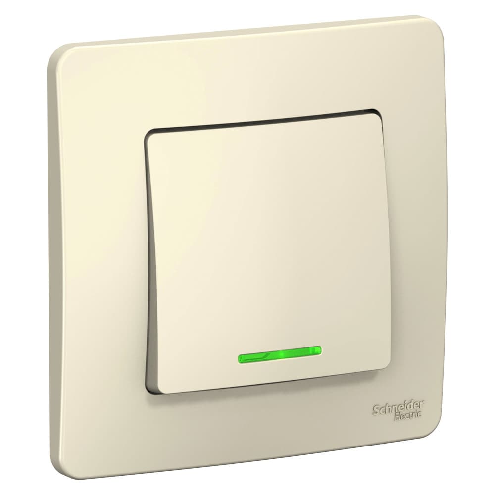 Выключатель Schneider Electric BLANCA 1-клав. с подсвет. С/У 10АХ/250B МОЛОЧНЫЙ