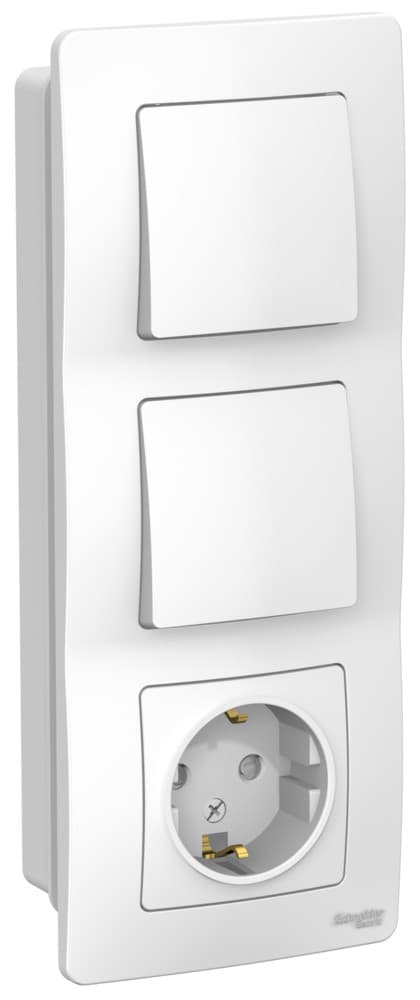 Блок Schneider Electric BLANCA розетка, 2 одноклав. выкл. С/У 10А/16А 250В БЕЛЫЙ