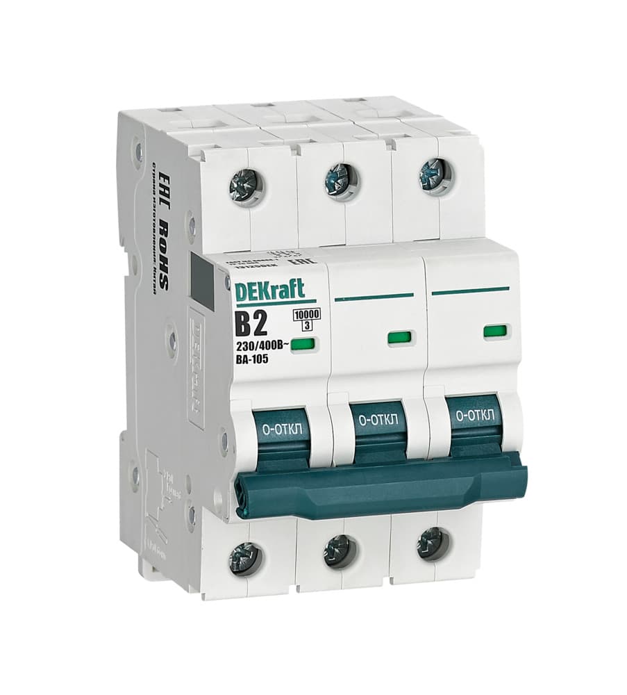 Автоматический выключатель ВА-105 3P 2А B 10кА
