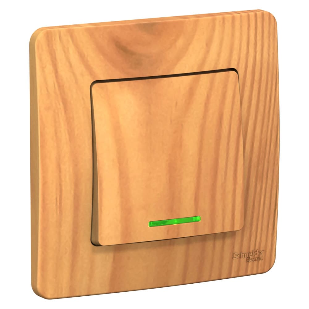 Выключатель Schneider Electric BLANCA 1-клав. с подсвет. С/У 10АХ/250B ЯСЕНЬ