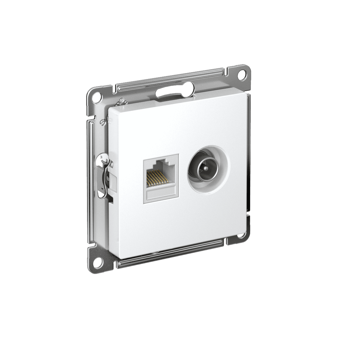 ATLASDESIGN РОЗЕТКА двойная ТВ + компьютерная RJ45 кат. 5e, механизм, БЕЛЫЙ