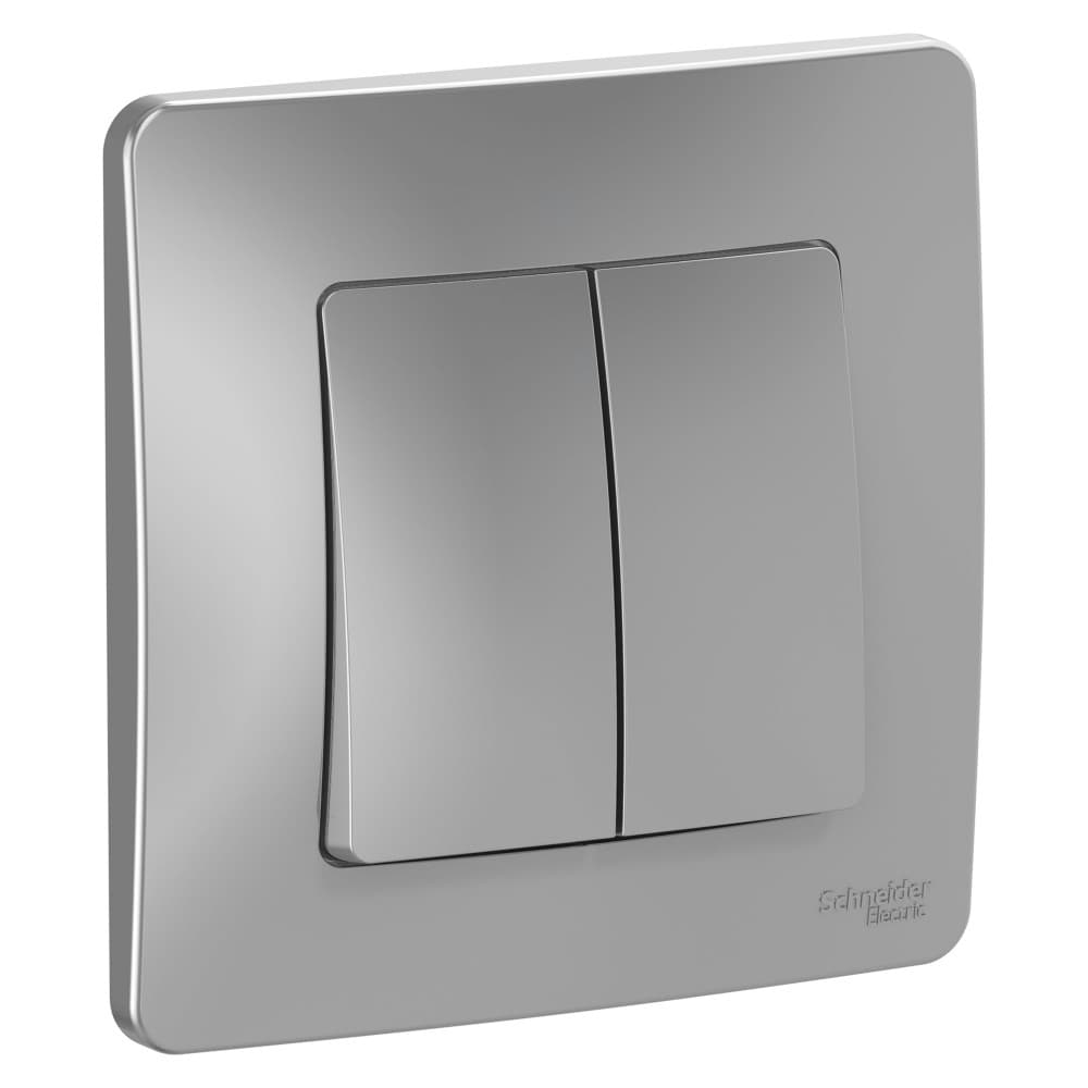 Переключатель Schneider Electric BLANCA 2х-клав. с подсвет. С/У 10АХ/250B АЛЮМИНИЙ