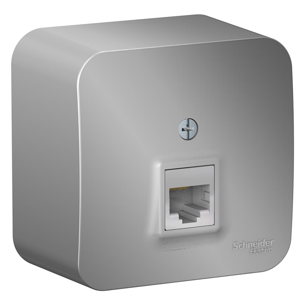 Розетка Schneider Electric BLANCA компьютерная RJ45 кат.5e О/У АЛЮМИНИЙ