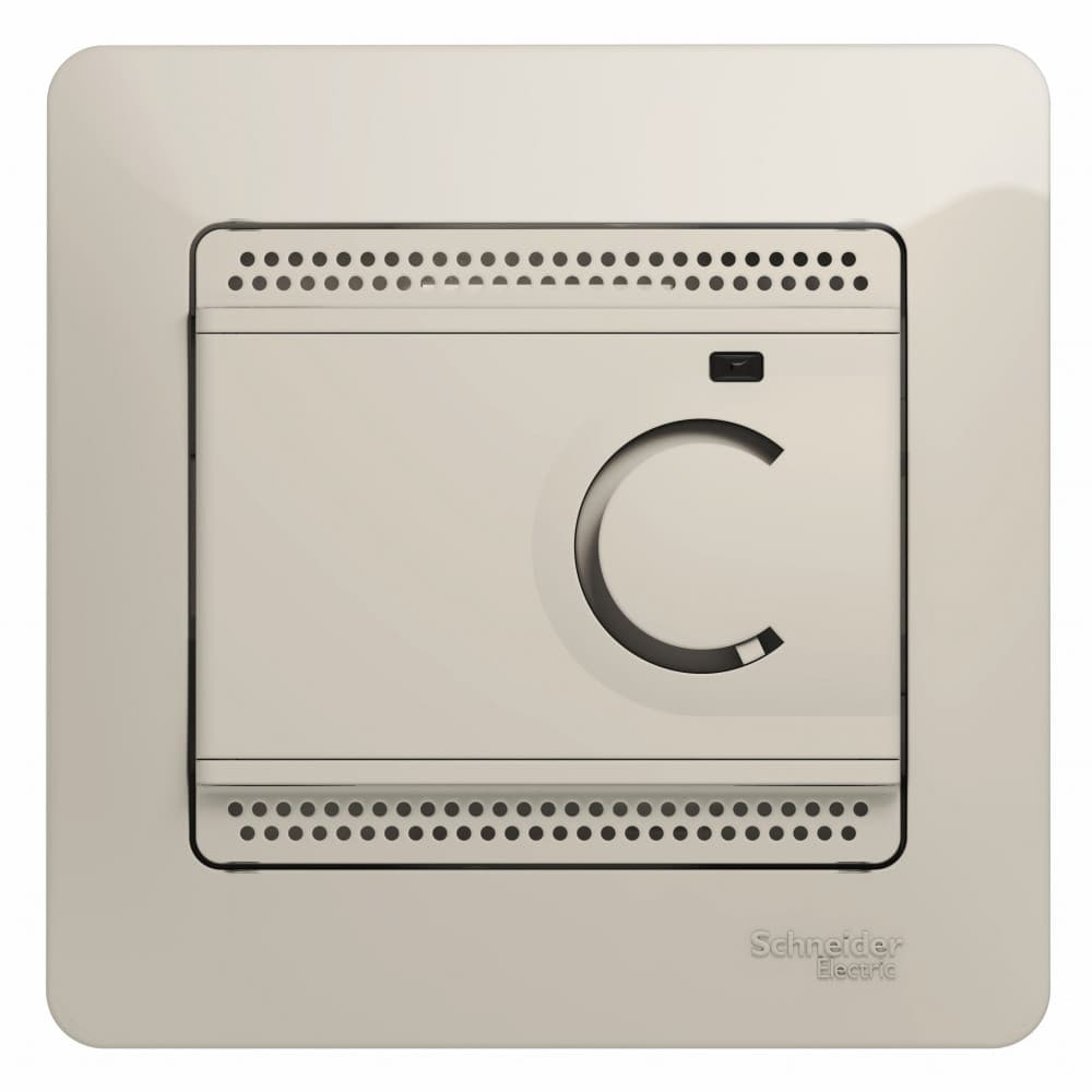 GLOSSA ТЕРМОСТАТ электрон.теплого пола с датчиком,+5-+50&amp;deg;C,10A,в сборе, МОЛОЧНЫЙ