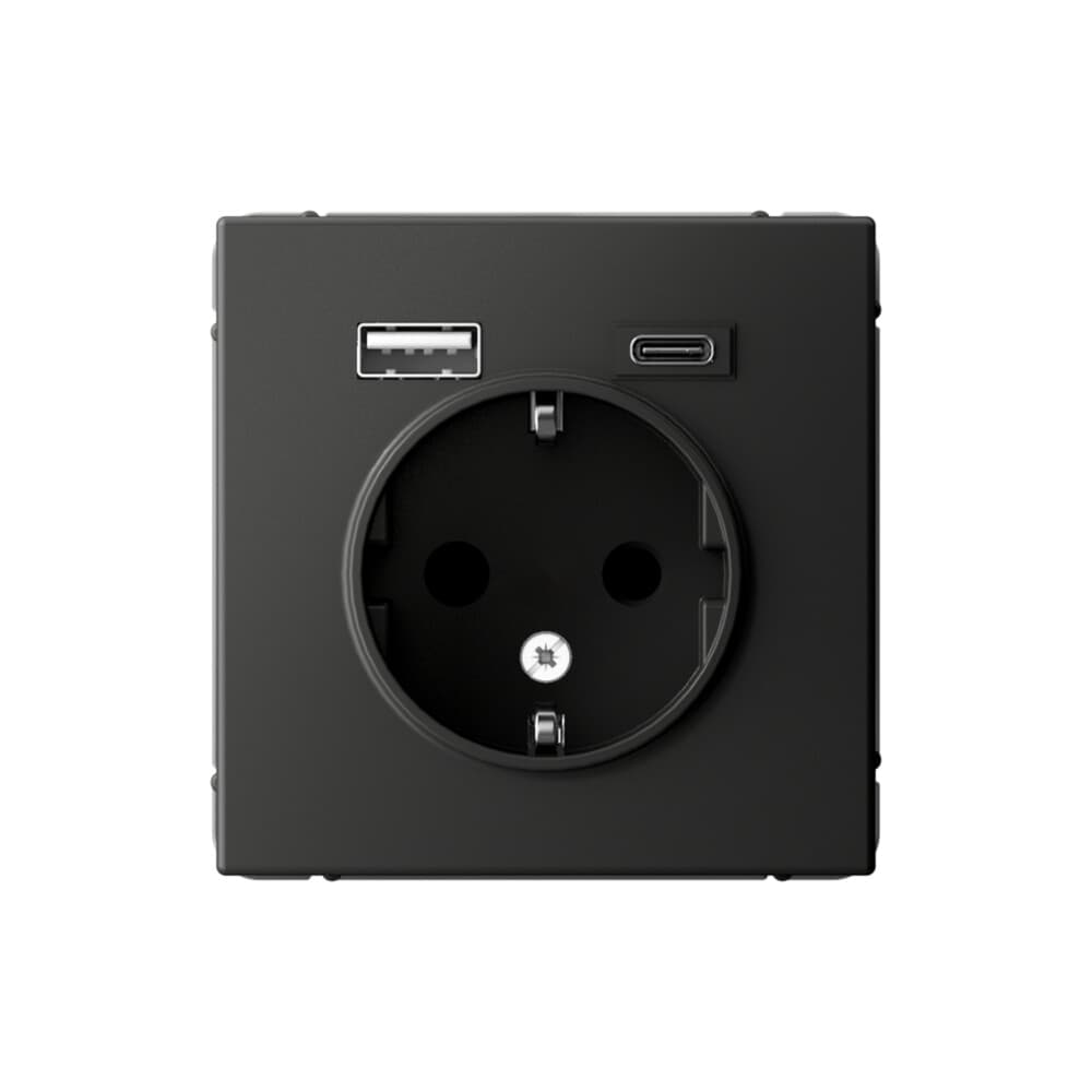 ARTGALLERY РОЗЕТКА 16А с 2 USB A+C, 5В/2,4А/3,0А, 2х5В/1,5А, механизм, БАЗАЛЬТ