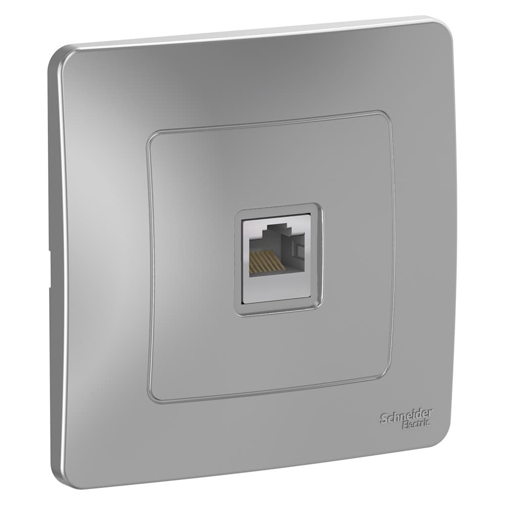 Розетка Schneider Electric BLANCA компьютерная RJ45 кат.5e С/У АЛЮМИНИЙ