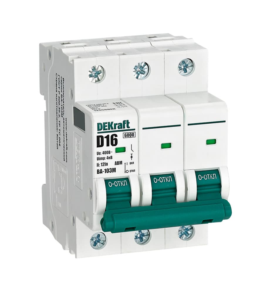 Автоматический выключатель ВА-103М 3P 16А D 6кА без теплозащиты