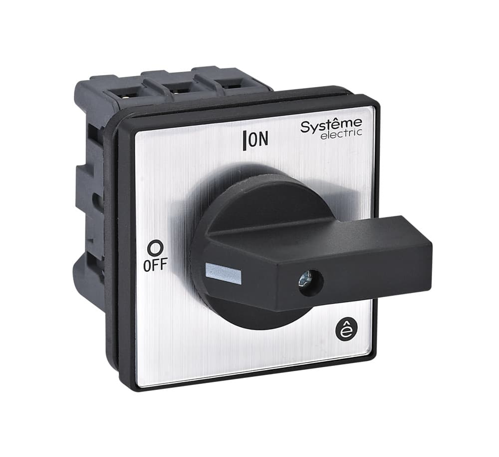 ВЫКЛЮЧАТЕЛЬ-РАЗЪЕДИНИТЕЛЬ 3P 32A IP54 С ЧЁРНОЙ РУКОЯТКОЙ НА ДВЕРЦУ 4 ВИНТАМИ