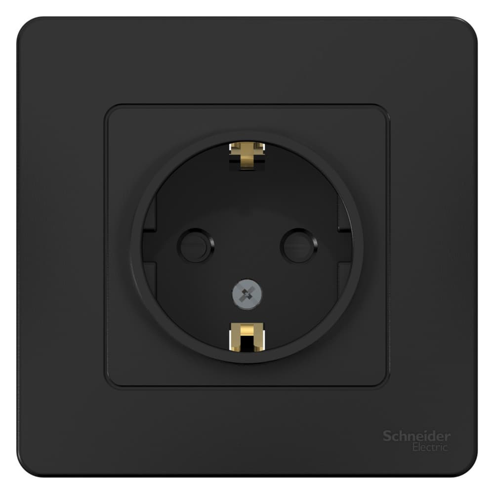 Розетка Schneider Electric BLANCA 1-мест. заземл.+шторки С/У 16А/250В АНТРАЦИТ