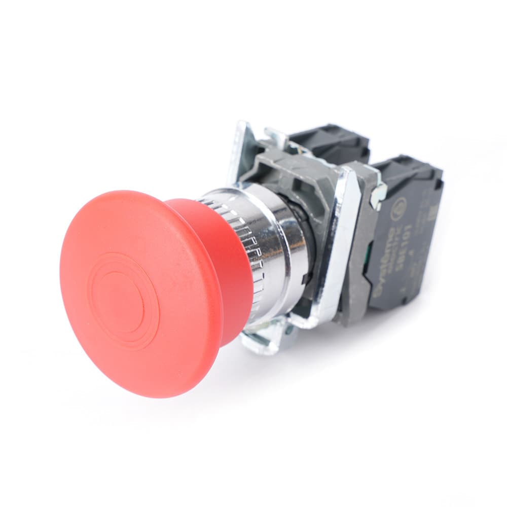 Кнопка аварийного останова SB4 в сборе 22мм 40мм тяни-толкай металл 1НО+1НЗ