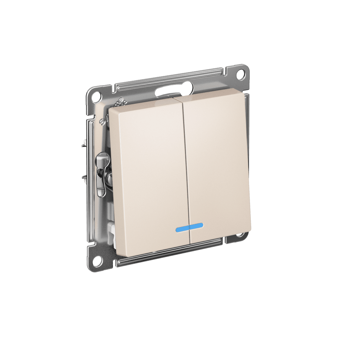 ATLASDESIGN 2-клавишный ВЫКЛЮЧАТЕЛЬ с подсветкой, сх.5а, 10АХ, мех., быстрозажим. клем., БЕЖЕВЫЙ