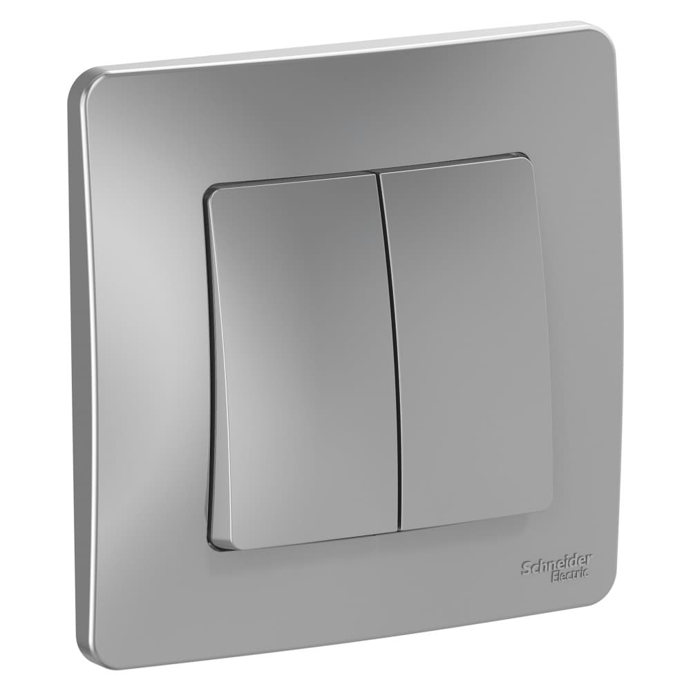 Выключатель Schneider Electric BLANCA 2х-клав. С/У, 10АХ/250B АЛЮМИНИЙ