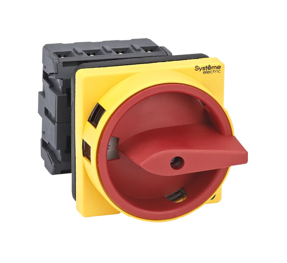 ВЫКЛЮЧАТЕЛЬ-РАЗЪЕДИНИТЕЛЬ 4P 32A IP54 С КРАСНОЙ РУКОЯТКОЙ НА ДВЕРЦУ 4 ВИНТАМИ С ЗАМКОМ