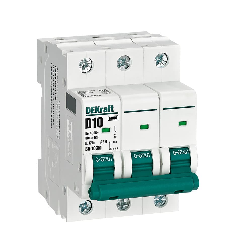 Автоматический выключатель ВА-103М 3P 10А D 6кА без теплозащиты