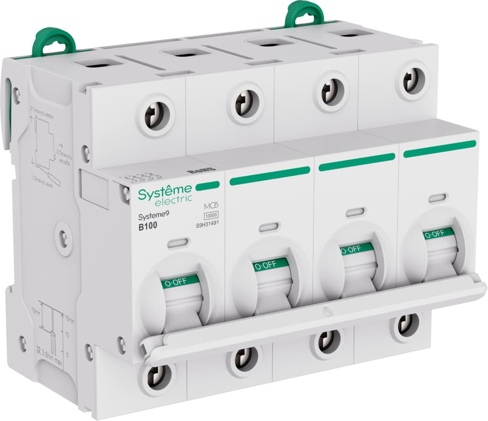 Systeme9 Автоматический выключатель (АВ) 27мм B 100A 4P 10 kA 400В