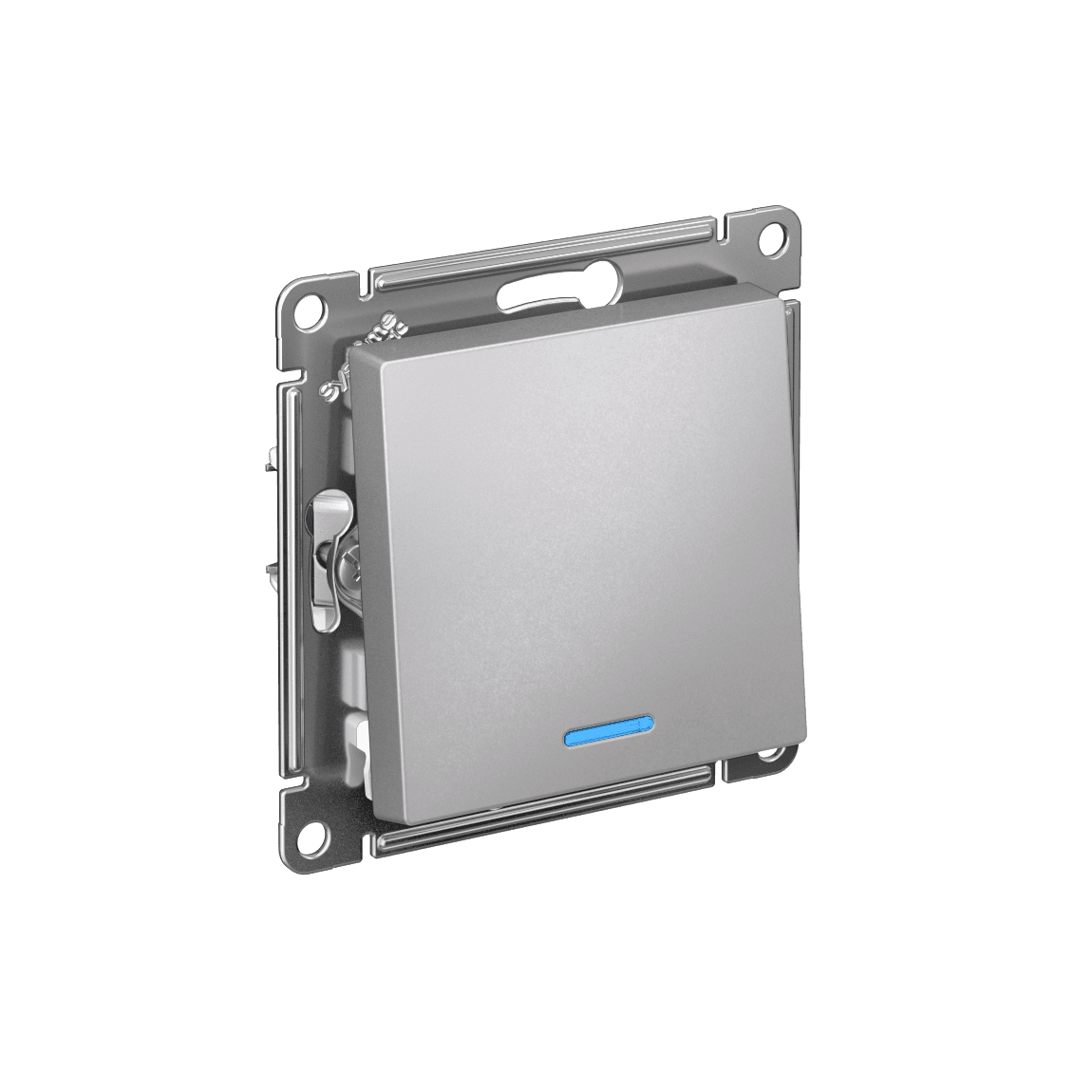 ATLASDESIGN 1-клавишный ВЫКЛЮЧАТЕЛЬ с подсветкой, сх.1а, 10АХ, мех., быстрозажим. клем., АЛЮМИНИЙ