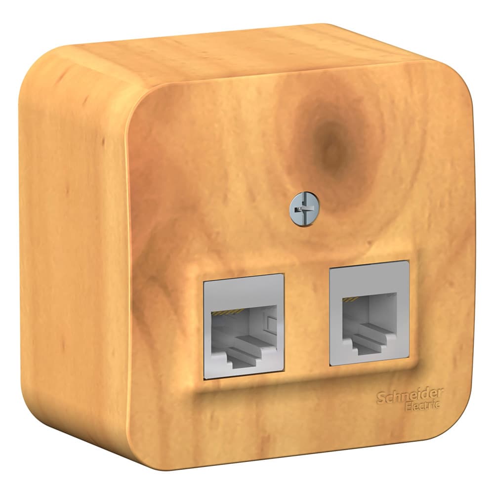 Блок розеток Schneider Electric BLANCA комп. RJ45 + телеф. RJ11 О/У ЯСЕНЬ