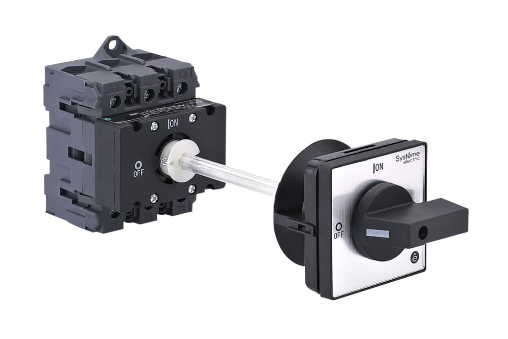 ВЫКЛЮЧАТЕЛЬ-РАЗЪЕДИНИТЕЛЬ 3P 100A IP40 С ЧЁРНОЙ ВЫНОСНОЙ РУКОЯТКОЙ НА ДИН-РЕЙКЕ/ПЛАТЕ