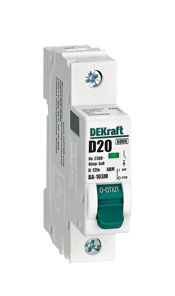 Автоматический выключатель ВА-103М 1P 20А D 6кА без теплозащиты