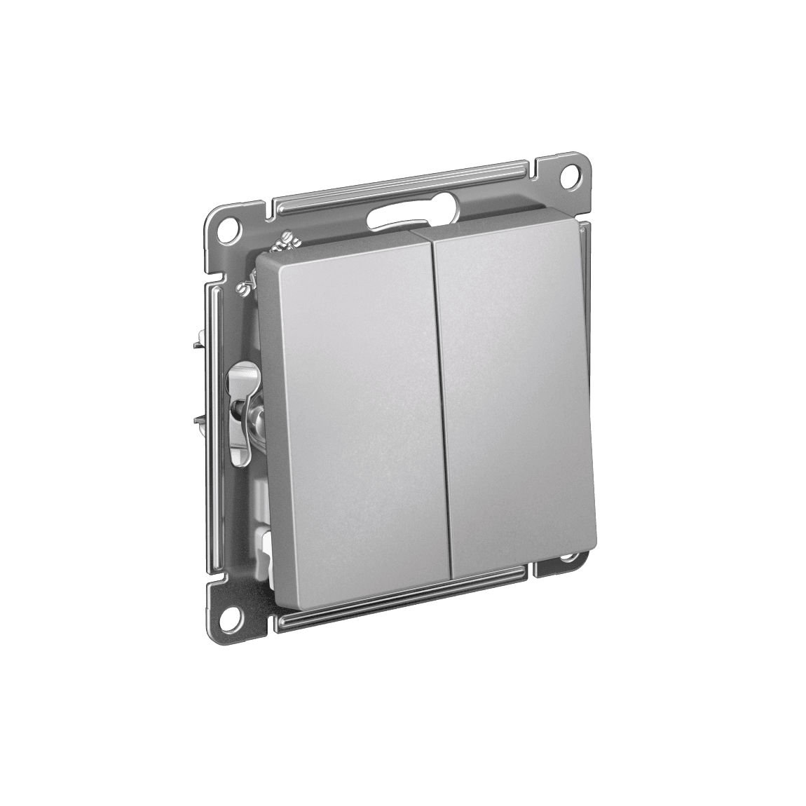 ATLASDESIGN 1-клавишный ВЫКЛЮЧАТЕЛЬ КНОПОЧНЫЙ, сх.1, 10А, мех., быстрозажим. клем., АЛЮМИНИЙ