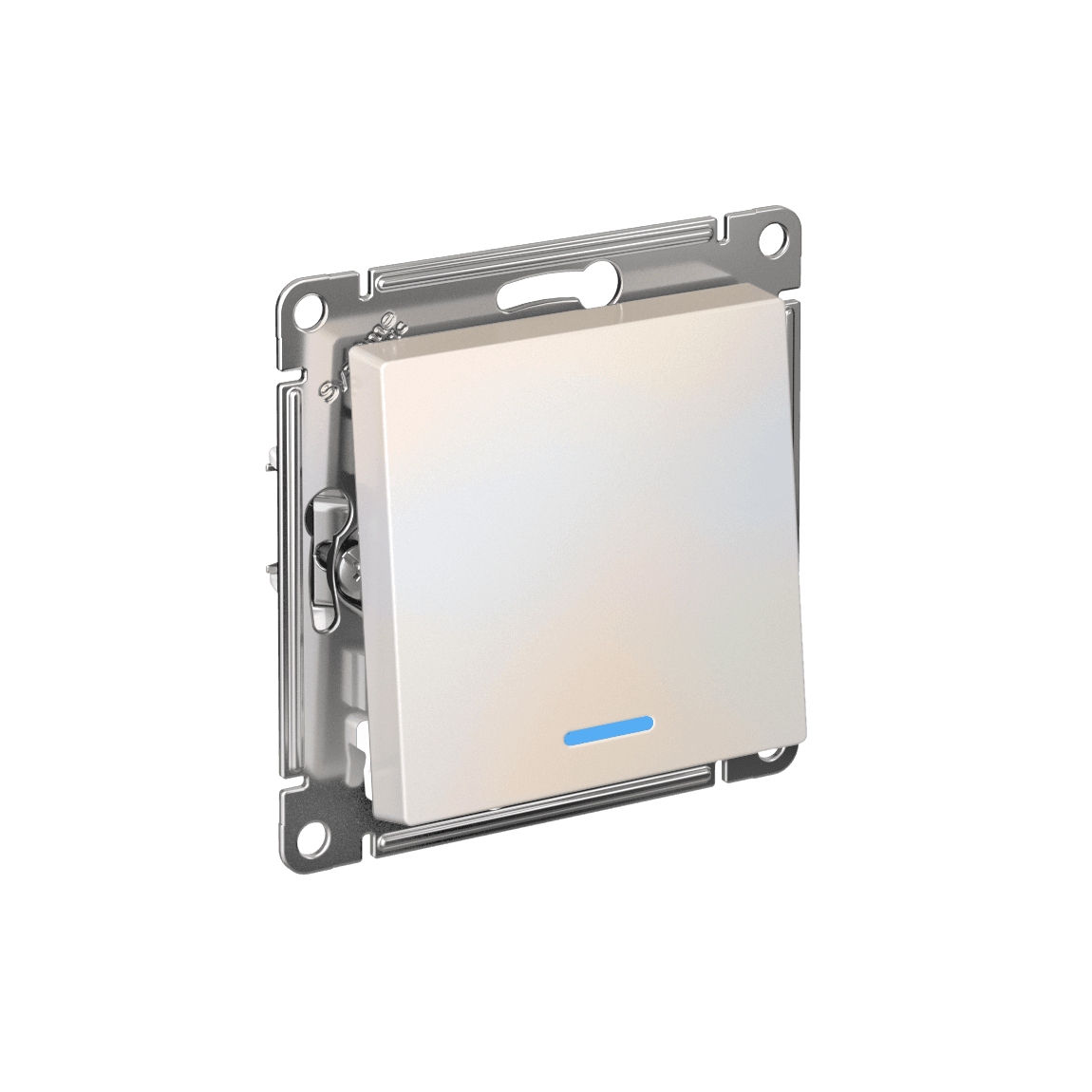 ATLASDESIGN 1-клавишный ВЫКЛЮЧАТЕЛЬ с подсветкой, сх.1а, 10АХ, мех., быстрозажим. клем., ЖЕМЧУГ