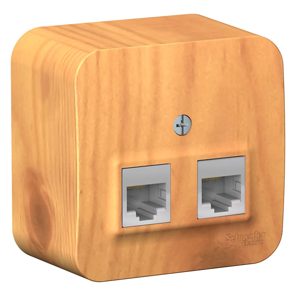 Комп. розетка Schneider Electric BLANCA 2х-мест. RJ45 кат.5e О/У ЯСЕНЬ