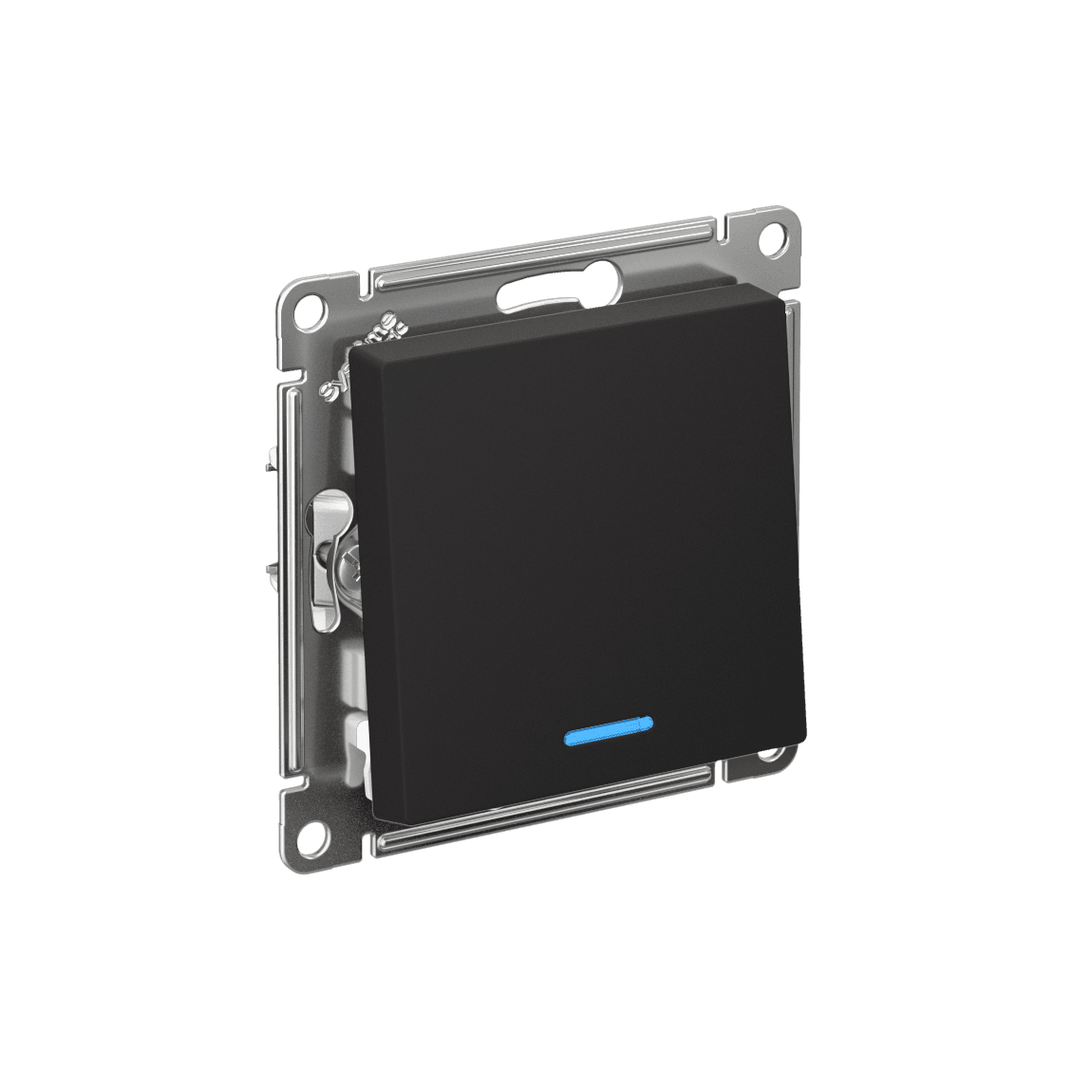 ATLASDESIGN 1-клавишный ВЫКЛЮЧАТЕЛЬ с подсветкой, сх.1а, 10АХ, мех., быстрозажим. клем., КАРБОН