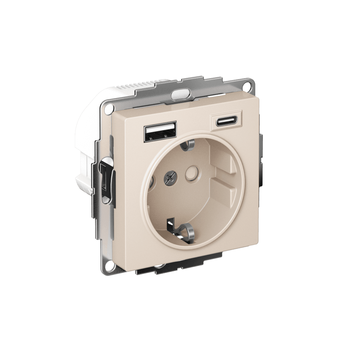 ATLASDESIGN РОЗЕТКА 16А c 2 USB A+C, 5В/2,4А/3,0А, 2х5В/1,5А, механизм, БЕЖЕВЫЙ