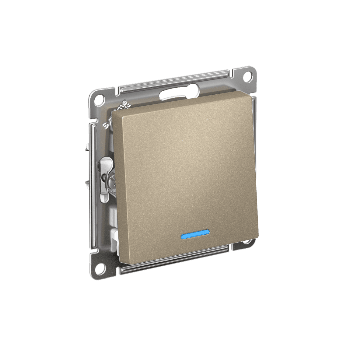 ATLASDESIGN 1-клавишный ВЫКЛЮЧАТЕЛЬ с подсветкой, сх.1а, 10АХ, мех., быстрозажим. клем., ШАМПАНЬ