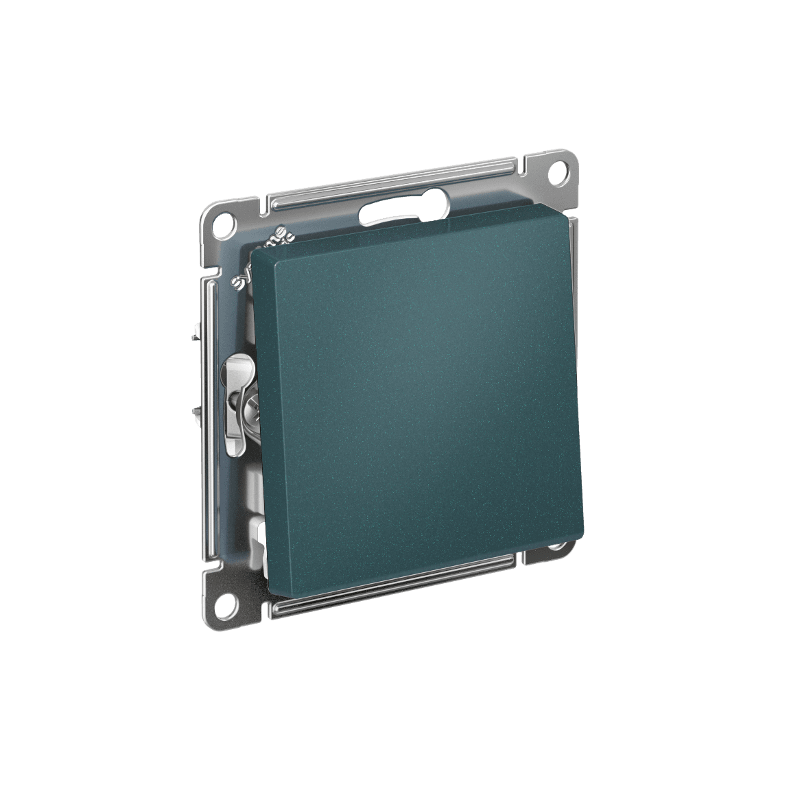 ATLASDESIGN 1-клавишный ВЫКЛЮЧАТЕЛЬ КНОПОЧНЫЙ, сх.1, 10А, мех., быстрозажим. клем., ИЗУМРУД