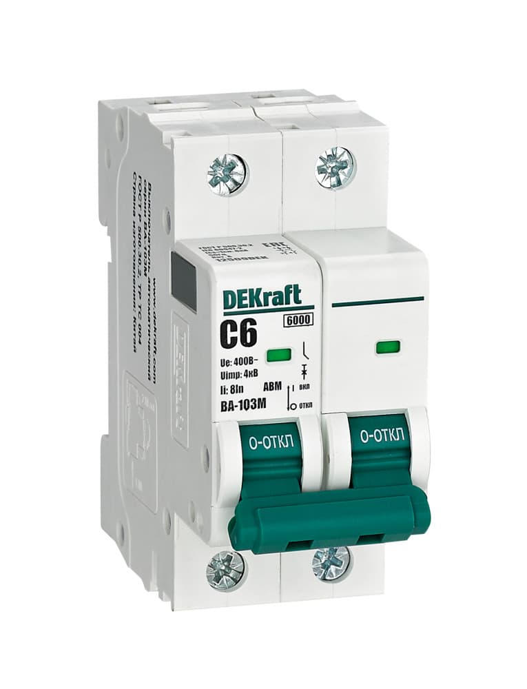 Автоматический выключатель ВА-103М 2P 6А C 6кА без теплозащиты
