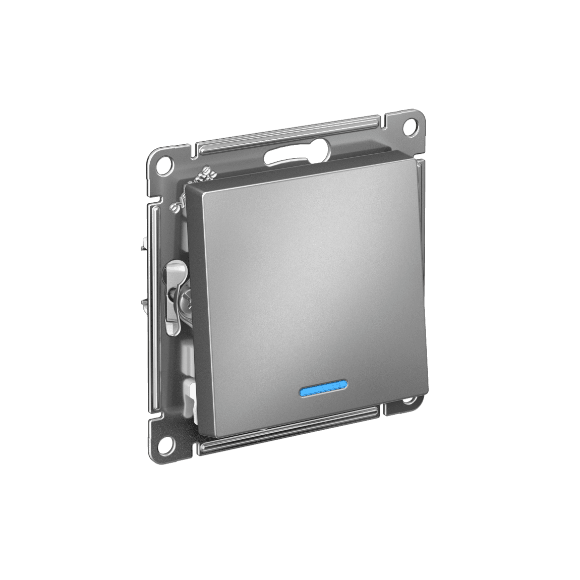 ATLASDESIGN 1-клавишный ВЫКЛЮЧАТЕЛЬ с подсветкой, сх.1а, 10АХ, мех., быстрозажим. клем., СТАЛЬ