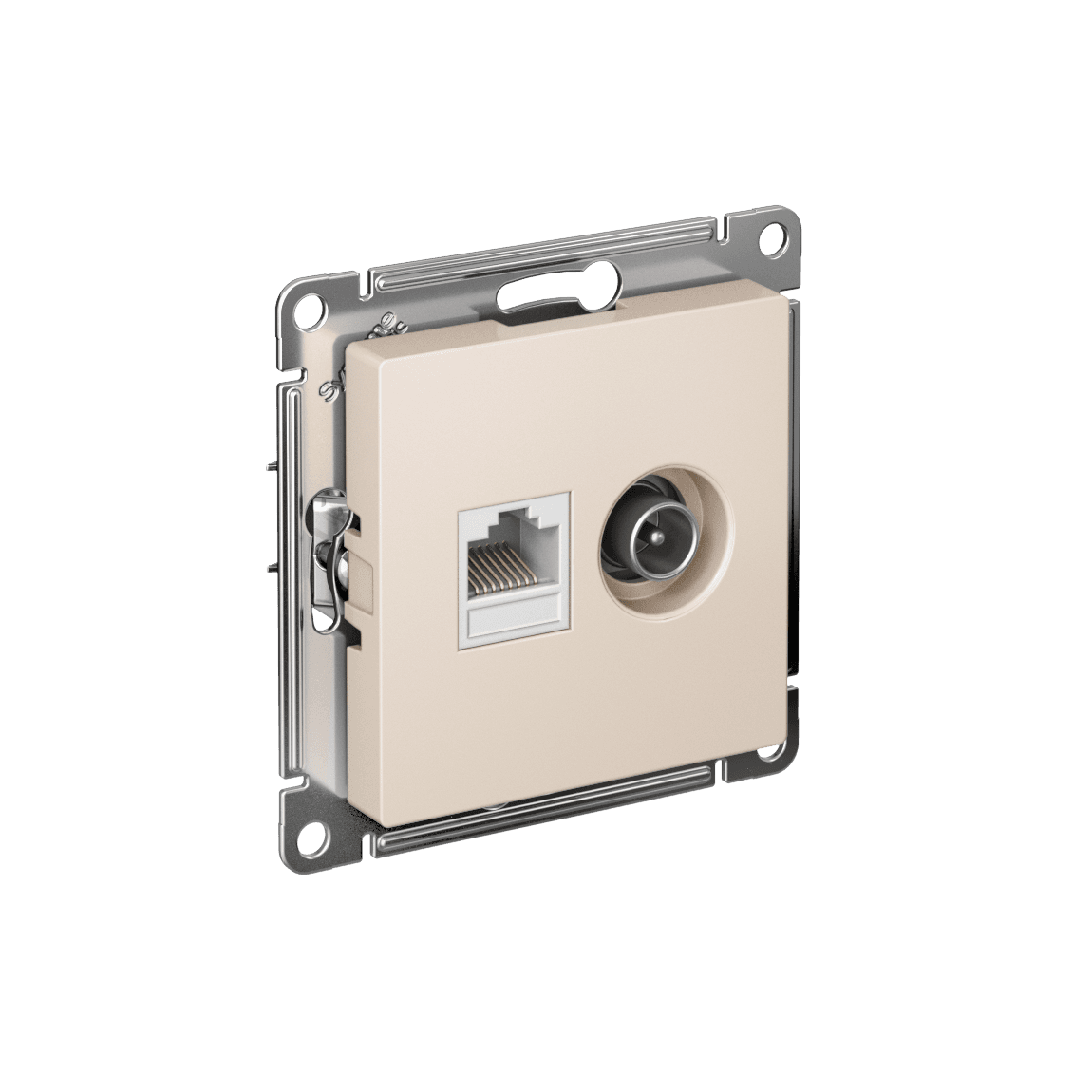 ATLASDESIGN РОЗЕТКА двойная ТВ + компьютерная RJ45 кат. 5e, механизм, БЕЖЕВЫЙ