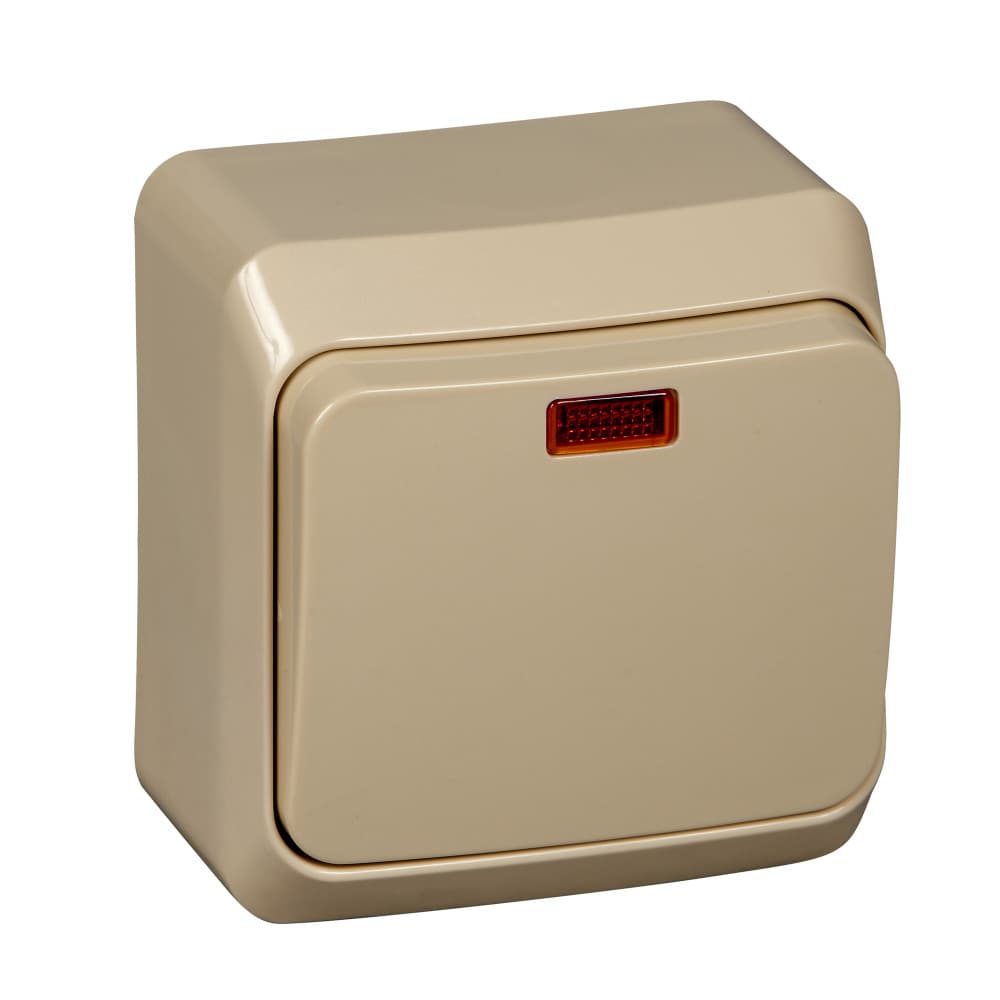 Выключатель Schneider Electric ЭТЮД 1-клав. О/У с подсвет. 10АX/250B КРЕМОВЫЙ