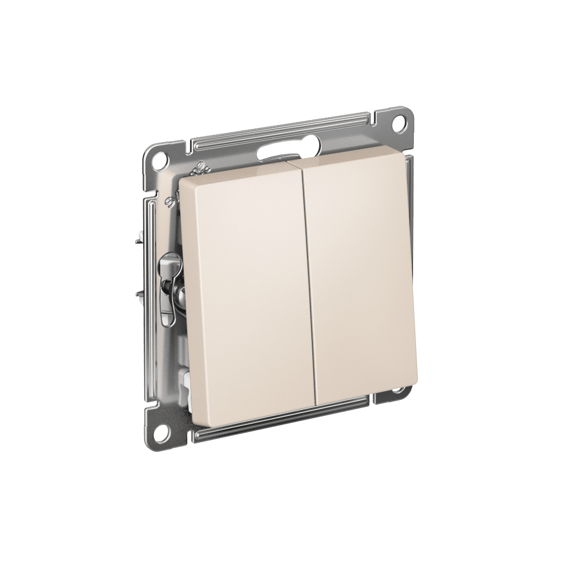 ATLASDESIGN 2-клавишный ВЫКЛЮЧАТЕЛЬ, сх.5, 10АХ, мех., быстрозажим. клем., БЕЖЕВЫЙ