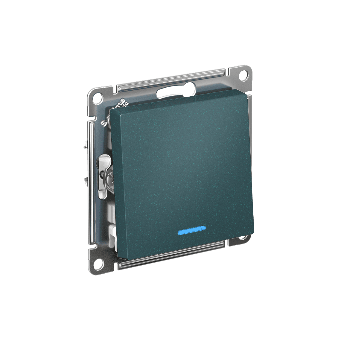 ATLASDESIGN 1-клавишный ВЫКЛЮЧАТЕЛЬ с подсветкой, сх.1а, 10АХ, мех., быстрозажим. клем., ИЗУМРУД